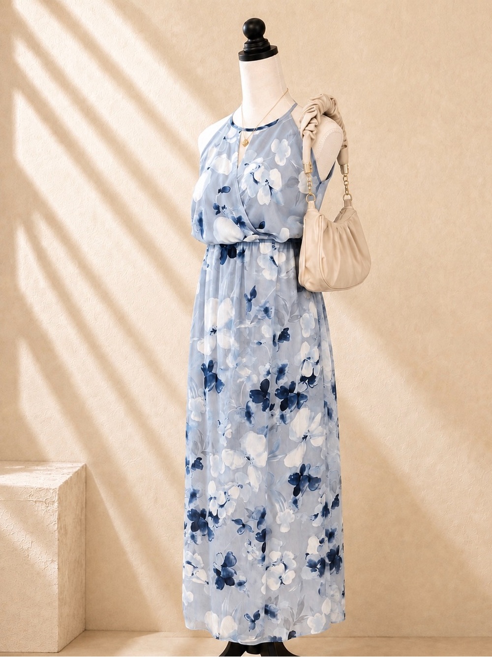 Enfocus Studio Blue Floral Sleeveless Dress Size
